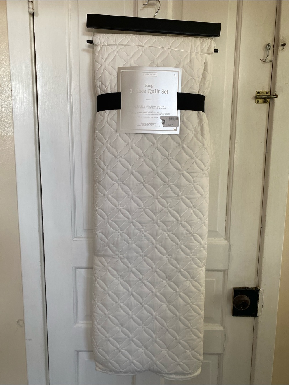 AXNY King 3-Piece Quilted Bedspread and Shams White NWT - Picture 2 of 9